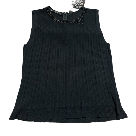 Michelle Nicole Tops - NWT deadstock Black pleated sleeveless blouse with beaded collar size XL